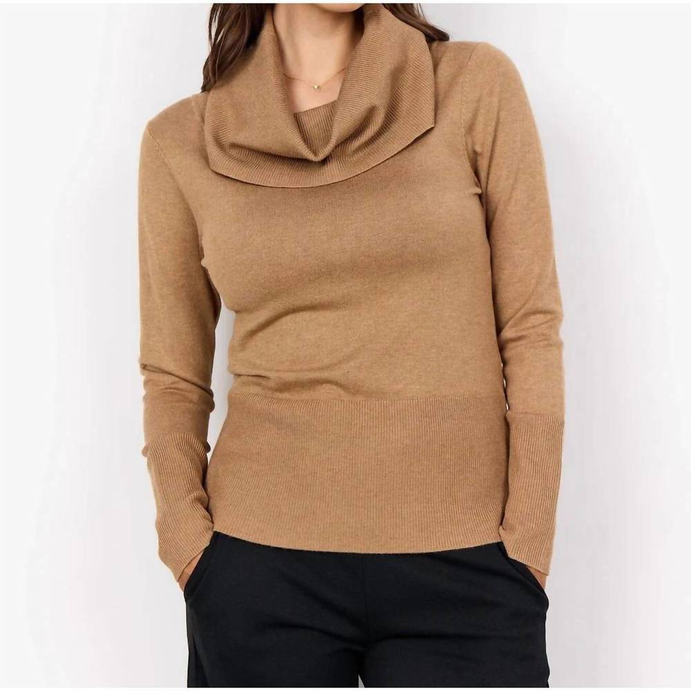 NEW SOYA CONCEPT dollie cowl sweater in dessert brown